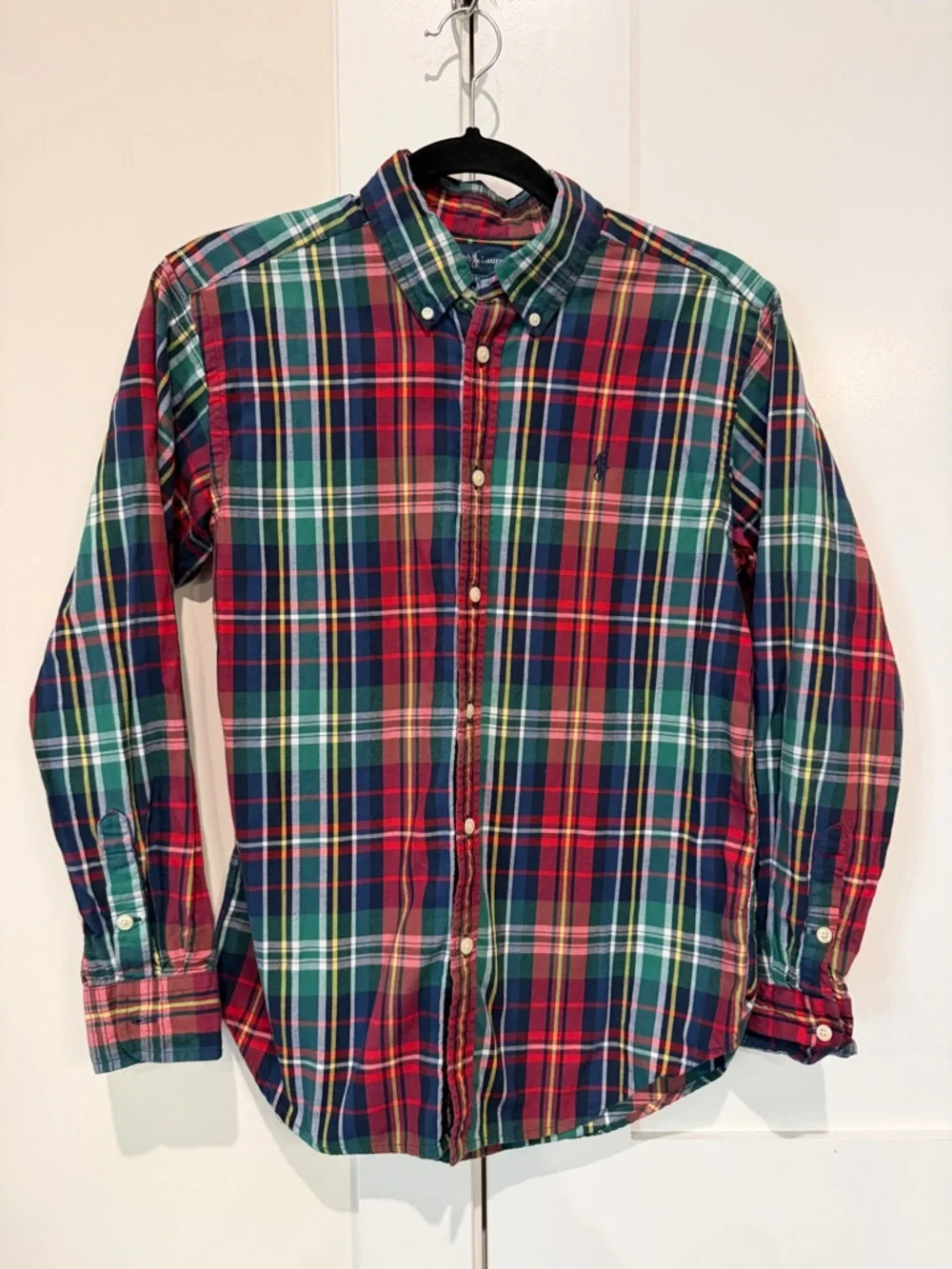 Ralph Lauren Plaid Tartan Button‎ Down Shirt Boys Sz L (14 16)